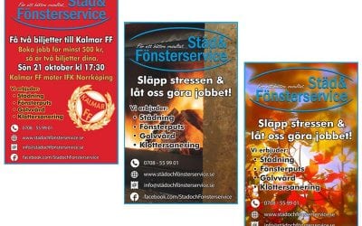 Nya annonser till Städ & Fönsterservice i Nybro / Kalmar