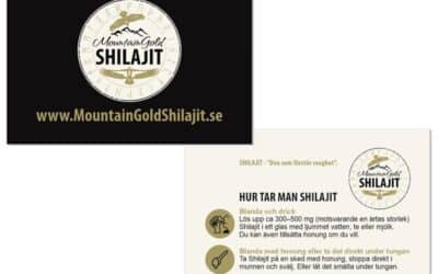 Dubbelsidiga Visitkort till Mountain Gold Shilajit