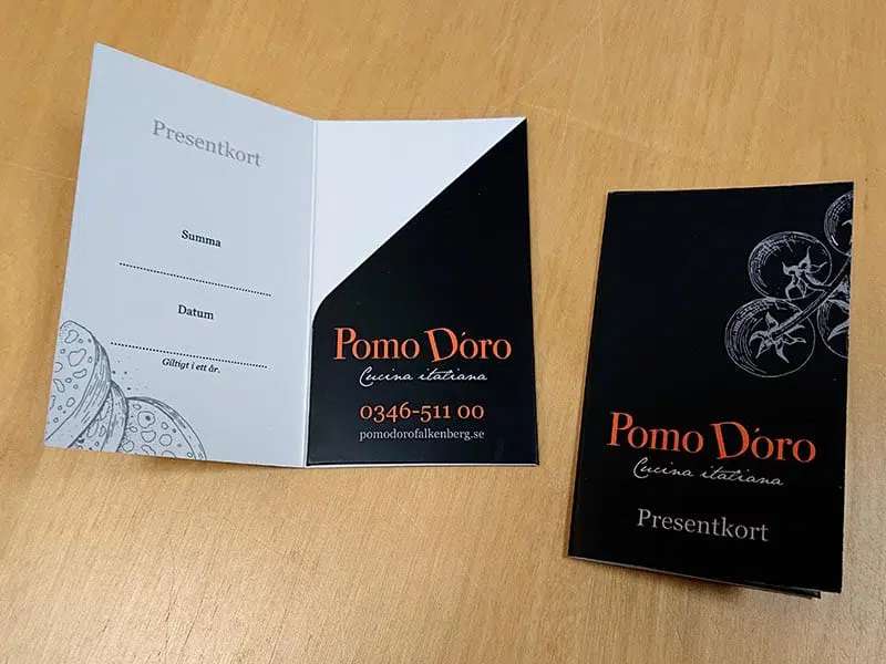 Presentkortshållare - Restaurang Pomo Doro Falkenberg
