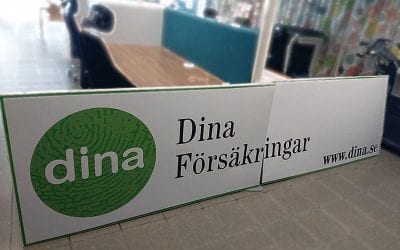 Sponsorskylt till Dina Försäkringar