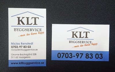 Visitkort, dubbelsidiga, till KLT byggservice