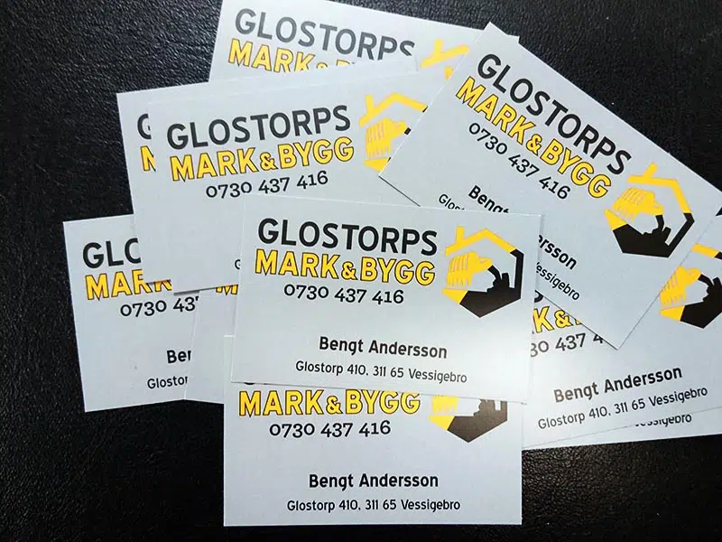 visitkort - glostorps mark & bygg